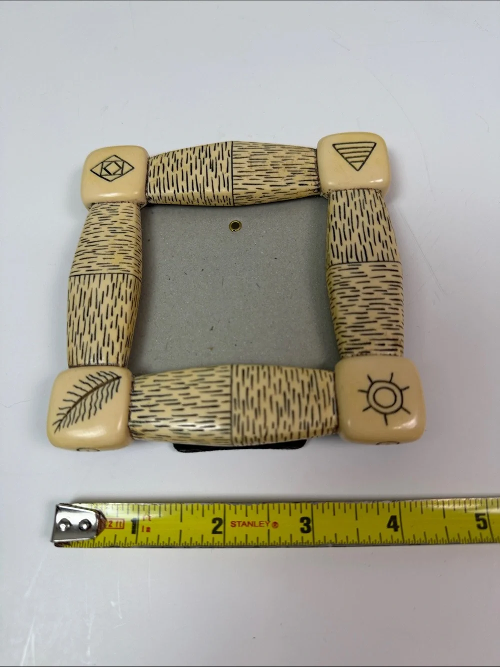 Vintage Terragraphics 1993 Tribal Picture Frame Faux Bone Safari Boho